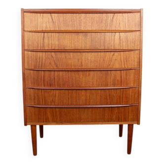 Grande Commode, Semainier, 6 tiroirs, en teck modèle « Tallboy » Danemark 1