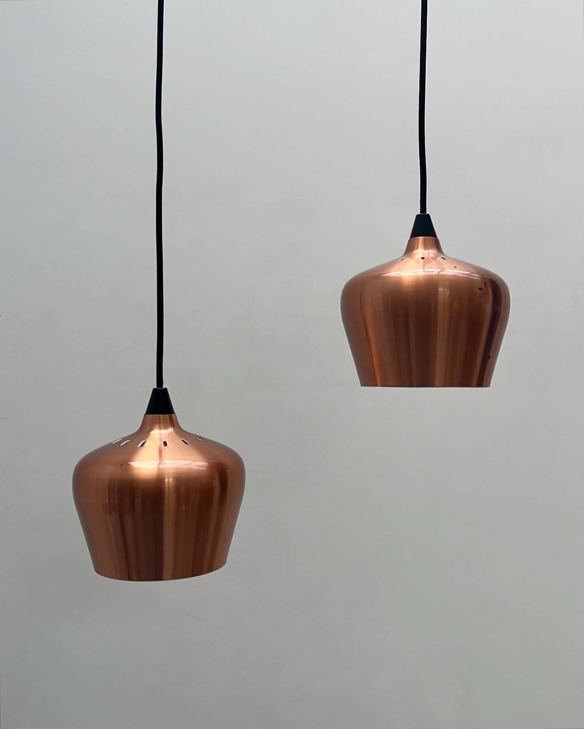 Copper metal pendant lights by Frandsen
