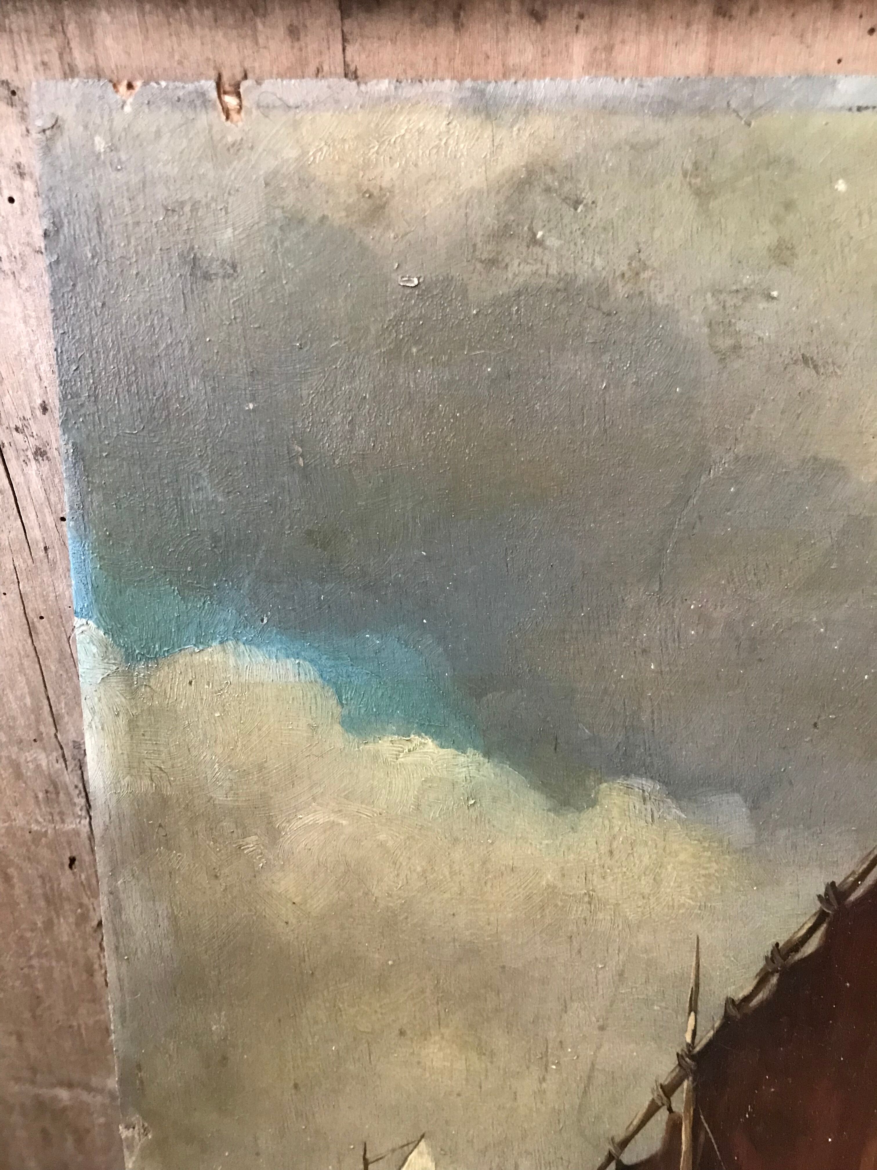 Marine on wood panel