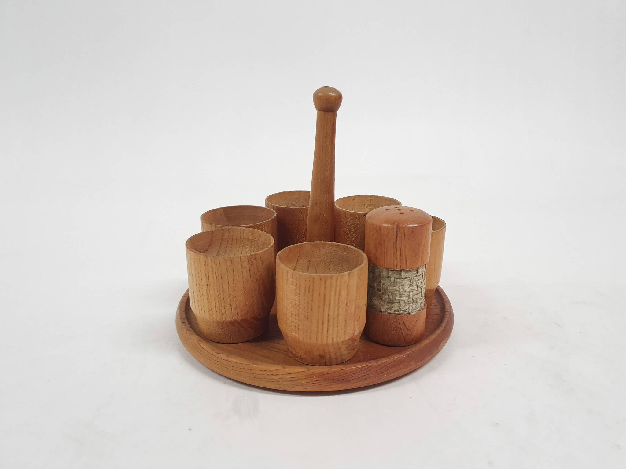 Vintage wooden egg cups, The Netherlands 1950's