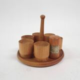 Vintage wooden egg cups, The Netherlands 1950's