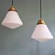 Art Deco Philips suspension in white opaline, 1930 (2 available)