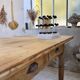 1950s pine and oak farmhouse table with multiple drawers