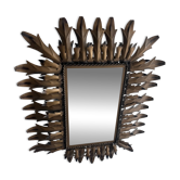 Brutalist sun mirror in wrought iron, 1960s