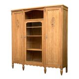 Armoire parisienne vitrée Art Déco asymétrique en chêne brut, 1930