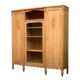 Asymmetrical Art Deco glass-fronted Parisian wardrobe in raw oak, 1930.