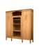 Asymmetrical Art Deco glass-fronted Parisian wardrobe in raw oak, 1930.