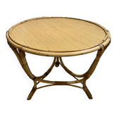 1960s round rattan coffee table