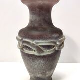 Stunning Postmodern Brown Hand-Molded Scavo Glass Vase, Italy