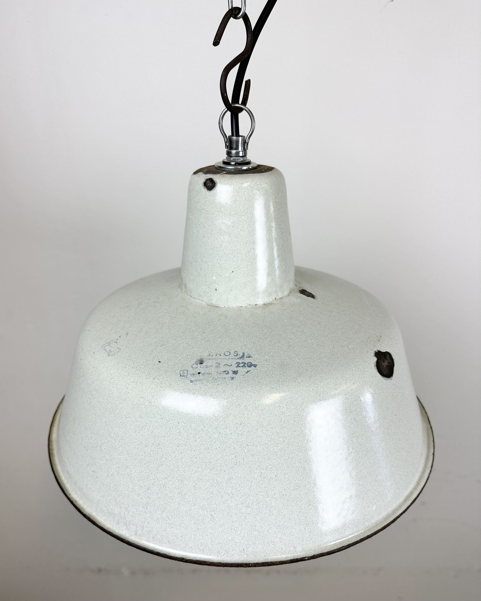 Industrial White Enamel Factory Pendant Lamp from Zaos, 1960s