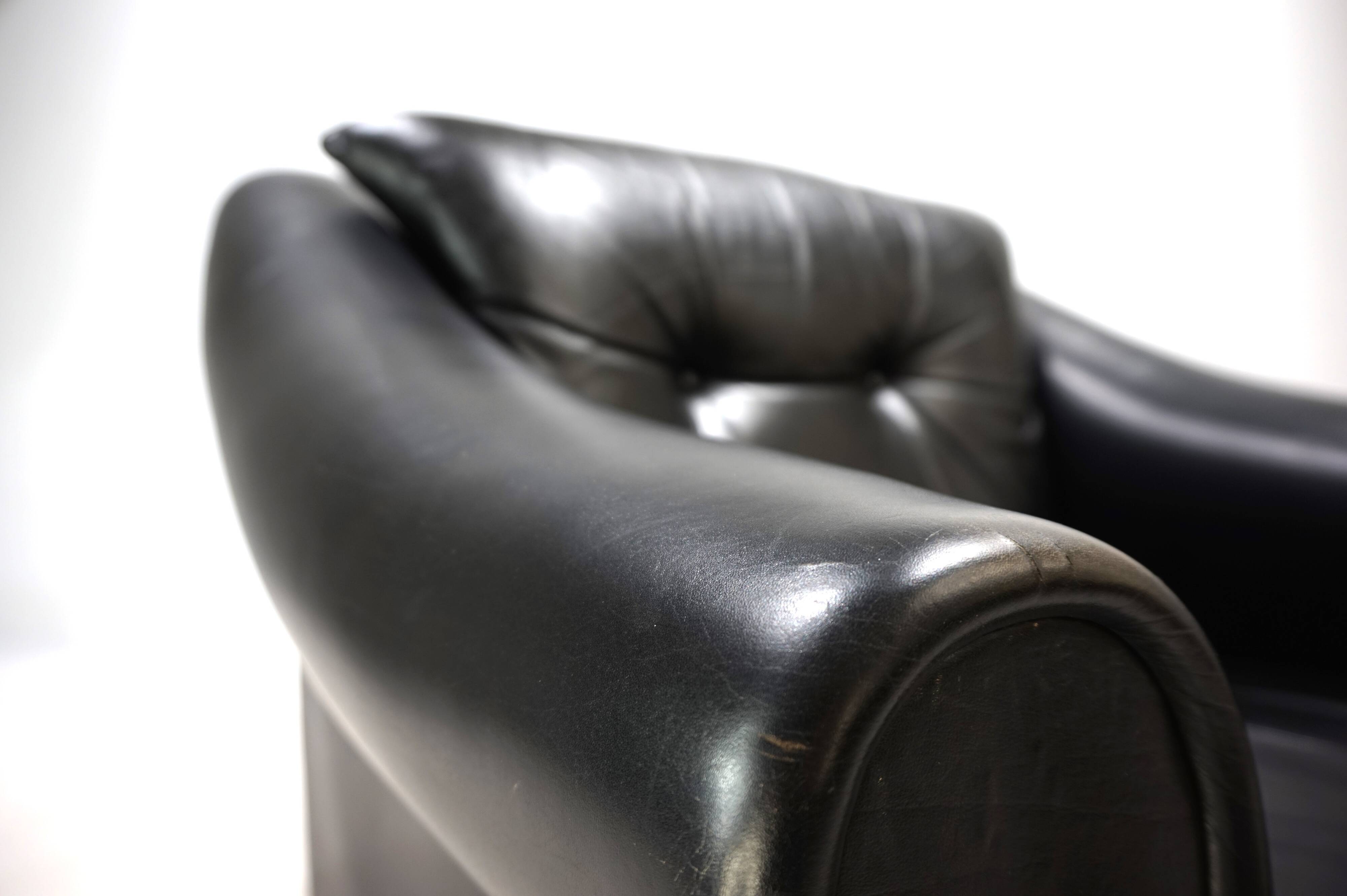 Fauteuil Art Déco en cuir, France 1960