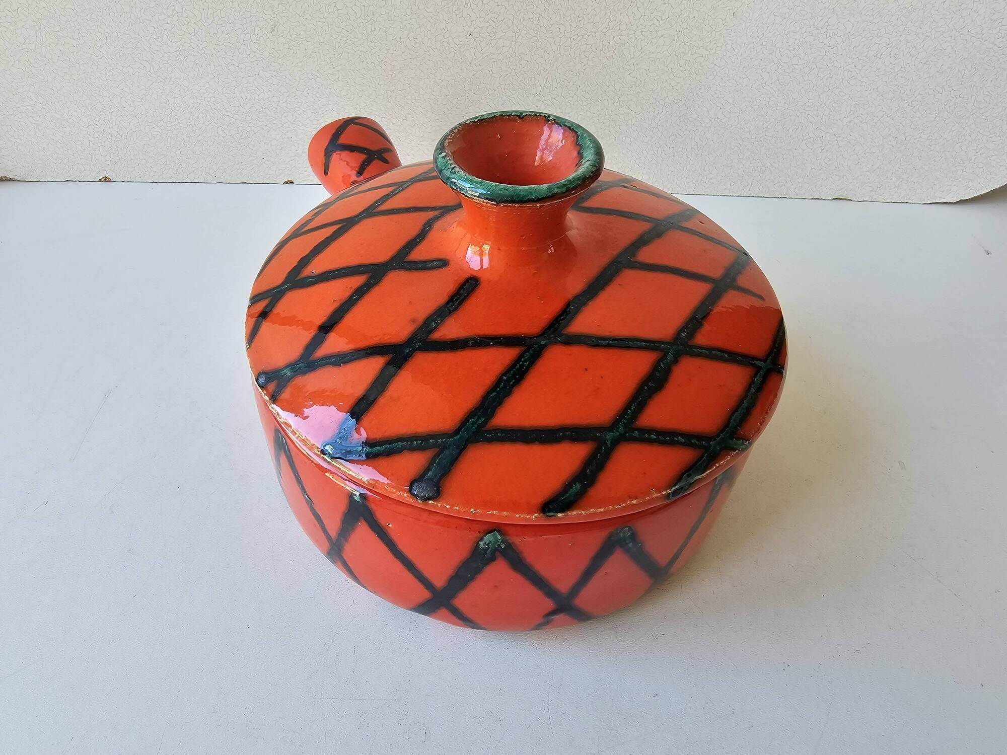 Red ceramic saucepan Terfeu Vallauris 5060 (capron, picault...)