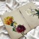 2 paintings on old cardboard dahlia flowers
