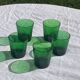 5 glasses in green glass with water or aperitif, made in italy, vintage