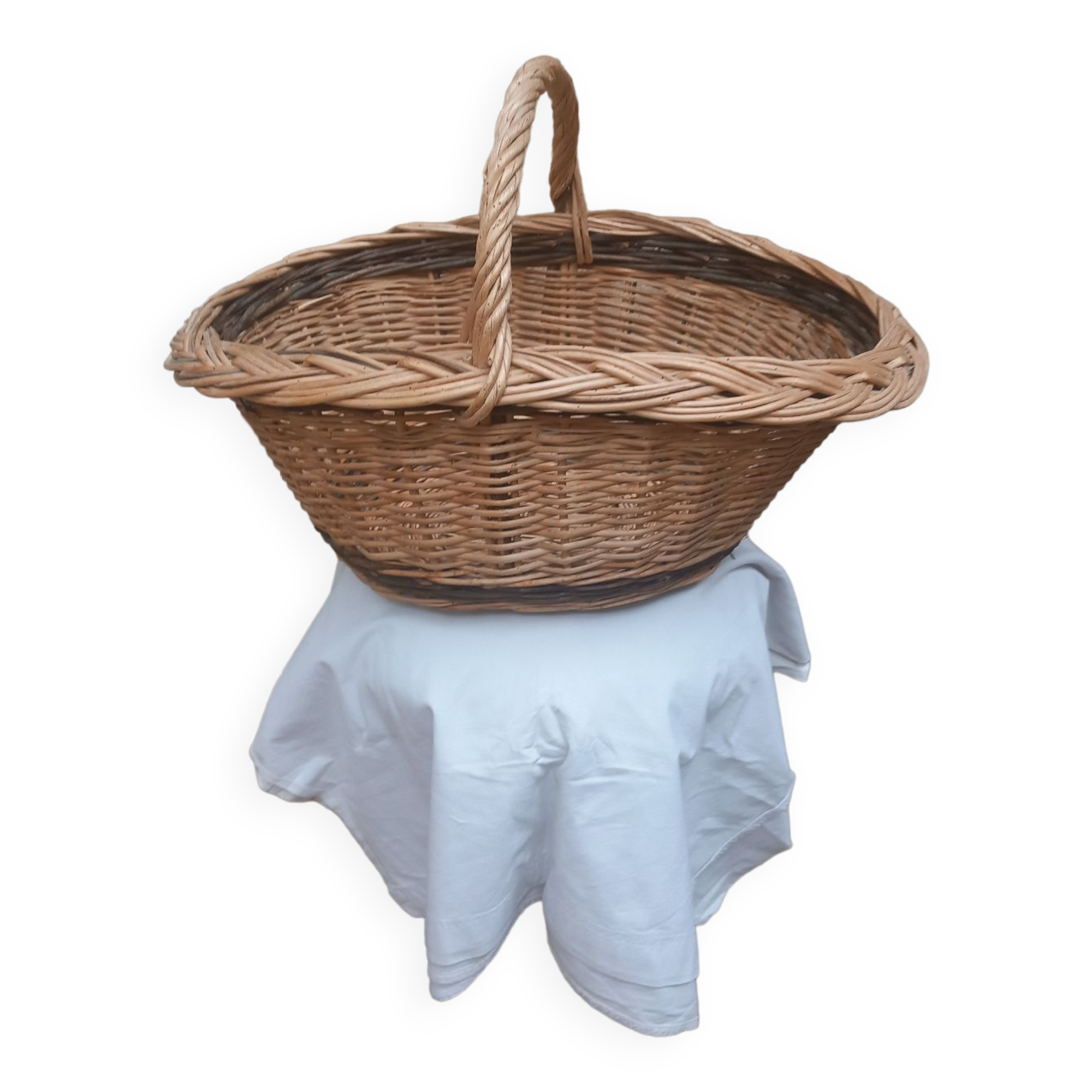 Oval basket woven wicker and hazel