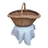 Oval basket woven wicker and hazel