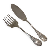 Fish serving set, 2 pieces, silver-plated metal, Christofle Marly silversmith