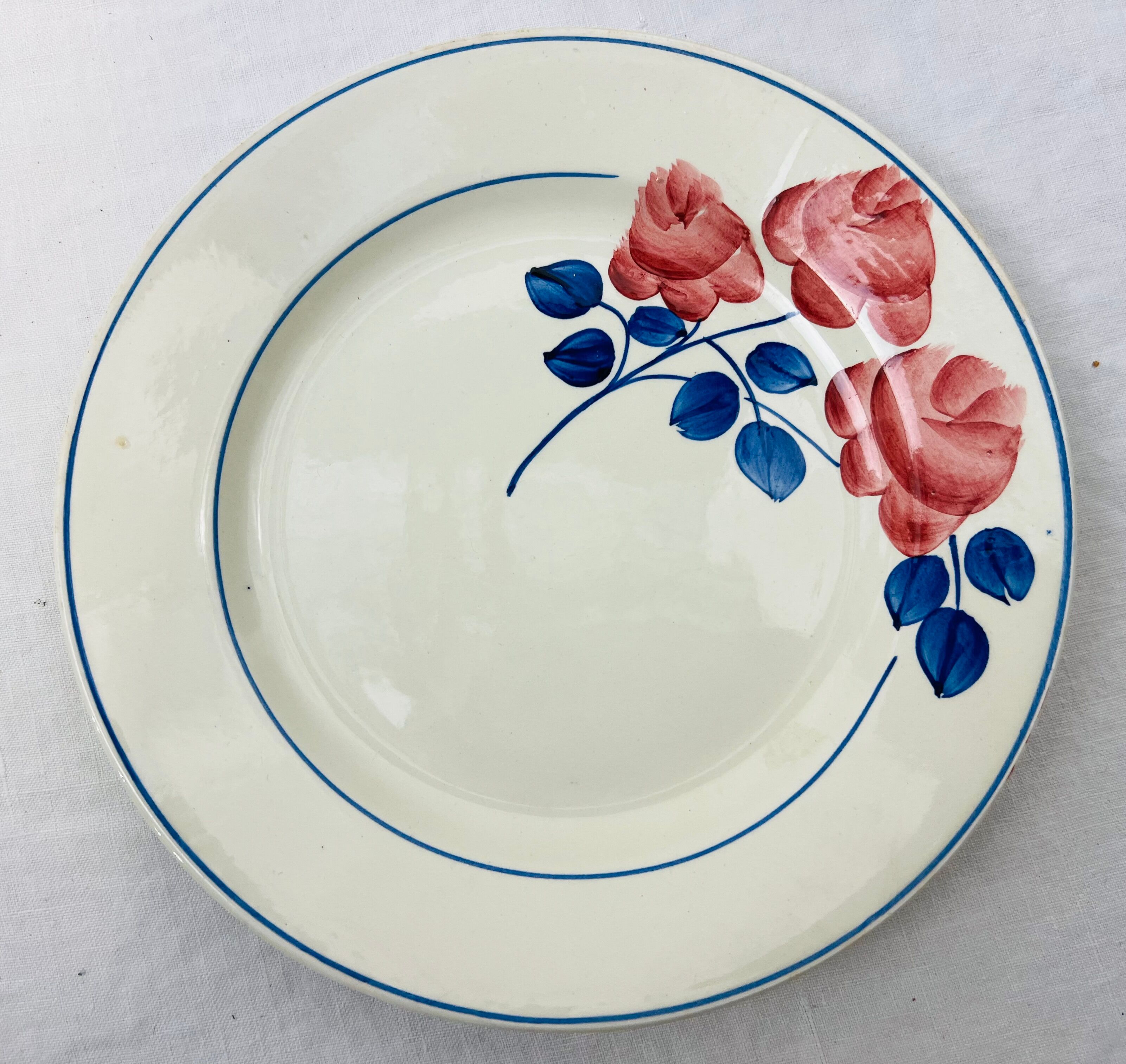 4 assiettes vintage fleurs rose rouge HBCM