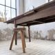 Solid oak farmhouse table with integrated extensions 1950