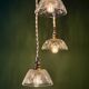 Suspension triple vintage glass chandelier - tableware collection