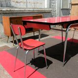 Red formica table and two chairs