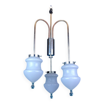 Suspension vintage en verre Murano blanc, Italie, années 1960