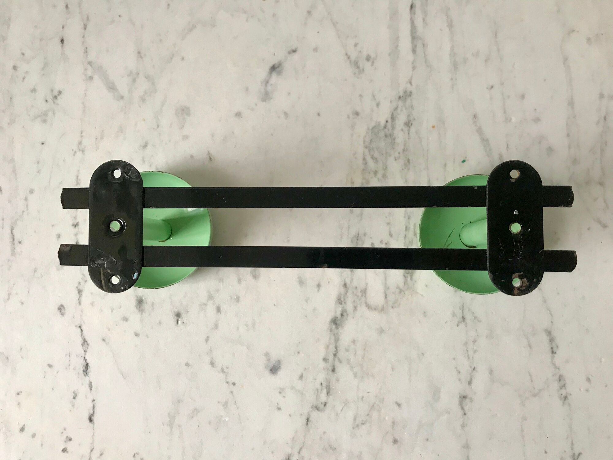 Black metal hook and sage green 60s-70s
