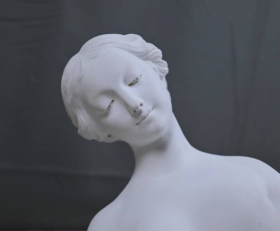 Important biscuit sculpture "The Bather" after Falconet – late 19th century.