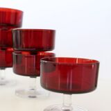 Set of 6 ruby red luminarc rider glasses