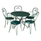 Salon de jardin fer forgé 1 table 2 fauteuils 3 chaises vert wagon