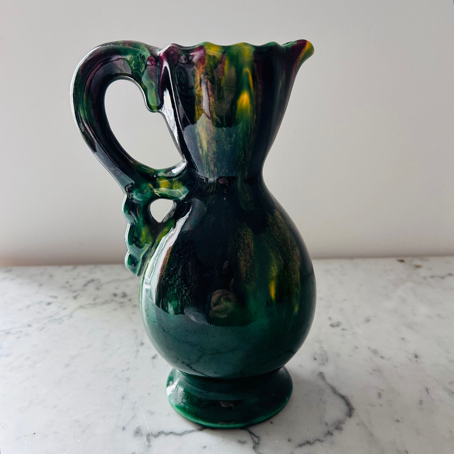 Flamed glaze pitcher