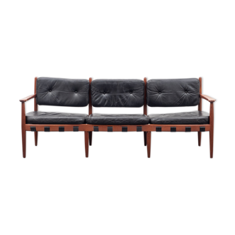 Vintage leather and teak sofa, Sven Ellekaer design for Coja, model 925