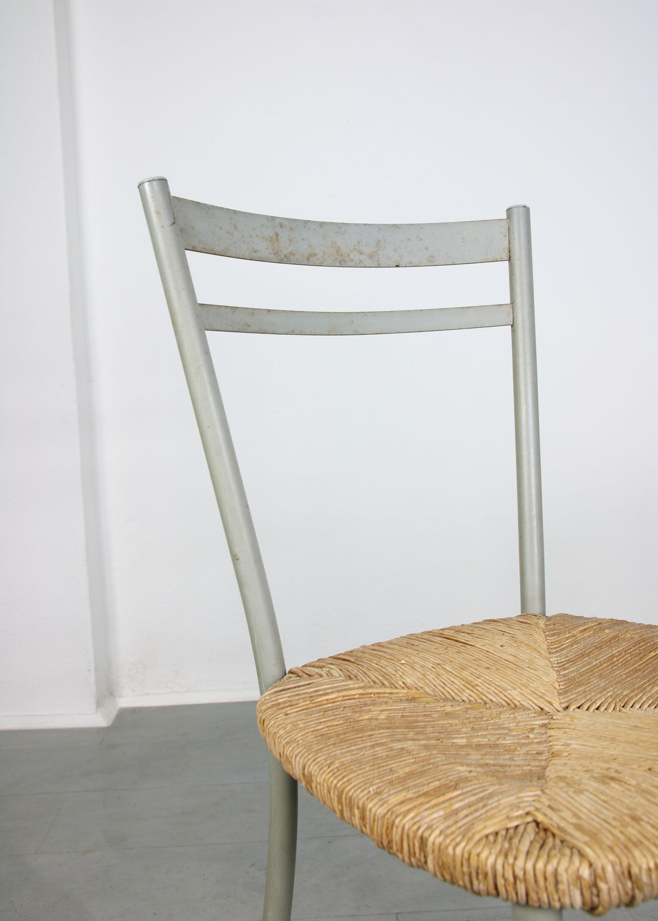 Vintage italian straw and metal chair