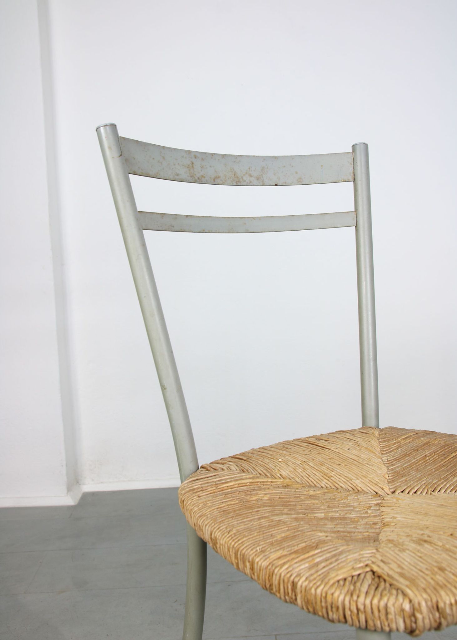 Vintage italian straw and metal chair