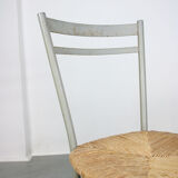 Chaise italienne vintage en paille et métal