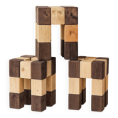 Set of 3 stools with a checkerboard pattern in solid wood.