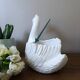 vintage white ceramic swan cache-pot / animal-shaped empty pocket