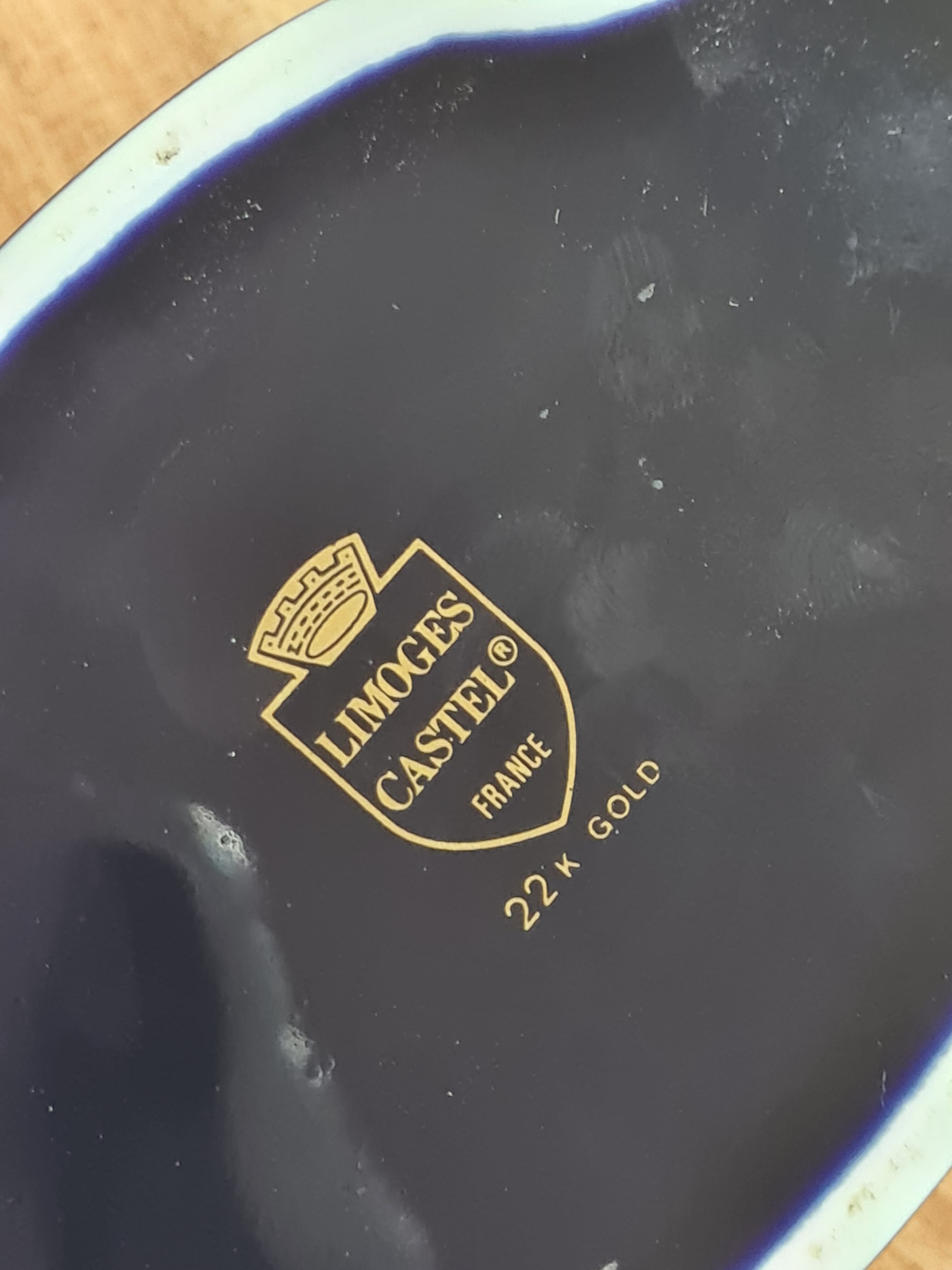 Porcelain jewelry box Limoges Oven Blue