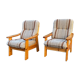 Paire de fauteuils des Arcs en pin et laine 1970