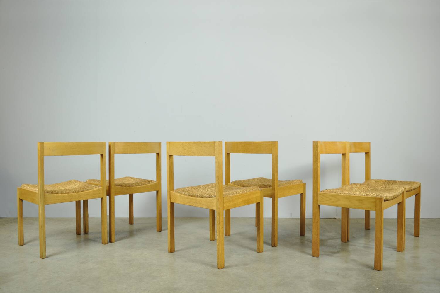 Chaises de salle à manger vintage en chêne et osier dutch design, gerard geytenbeek, années 1960
