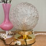 Vintage globe table lamp in molded glass
