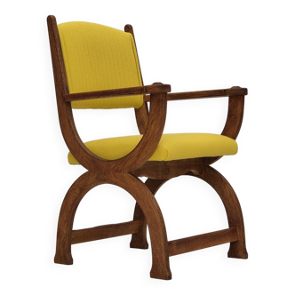 1950s, reupholstered Danish armchair, Gabriel furniture wool, oak wood.