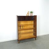 Donker vintage fineer design vitrinekast Jirak, boekenkast