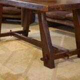 Brutalist table in elm by Aranjou 1950s