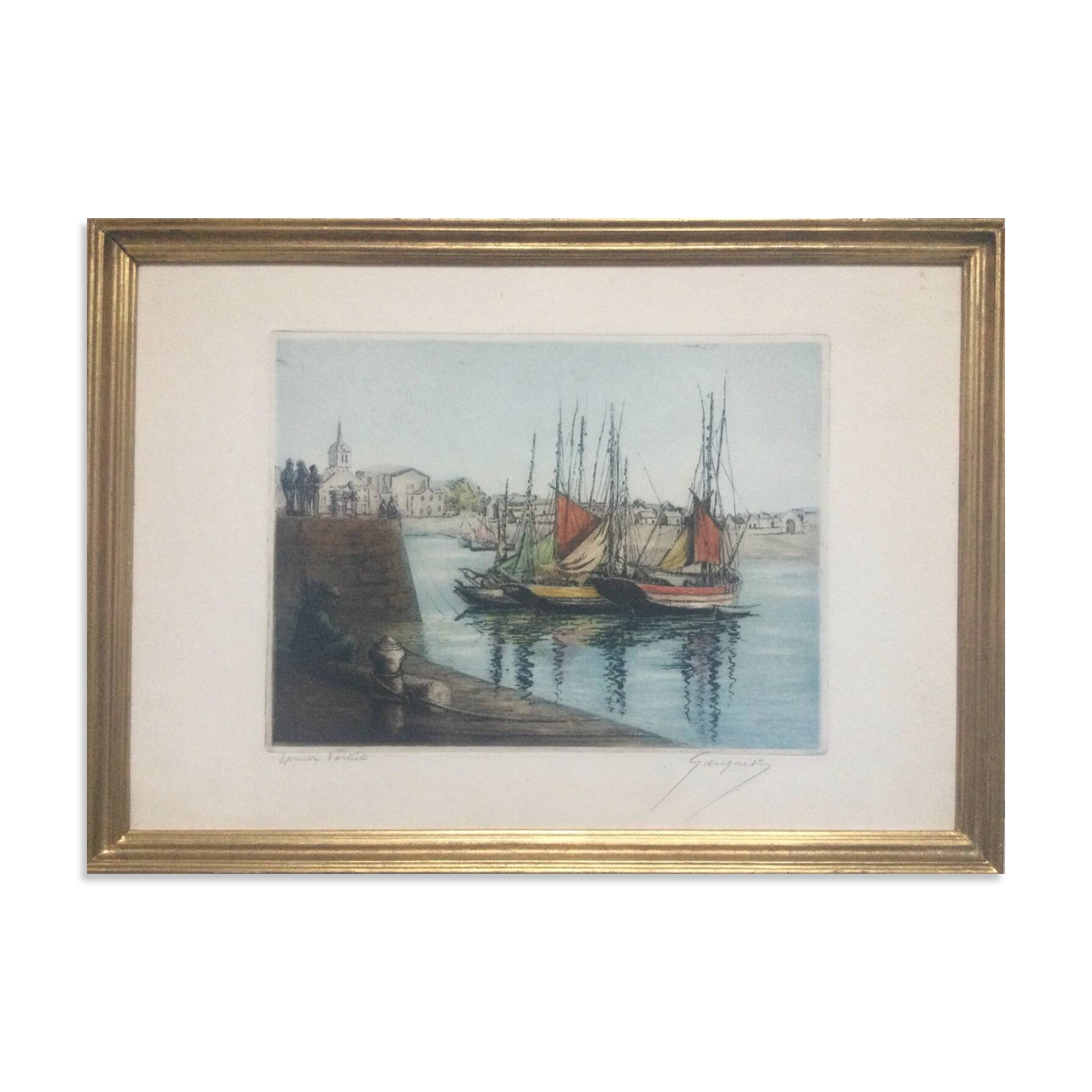 Concarneau. Aquatint by Eugène GAUGUET, 1872-1943