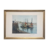 Concarneau. Aquatint by Eugène GAUGUET, 1872-1943