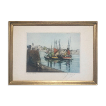 Concarneau. Aquatint by Eugène GAUGUET, 1872-1943