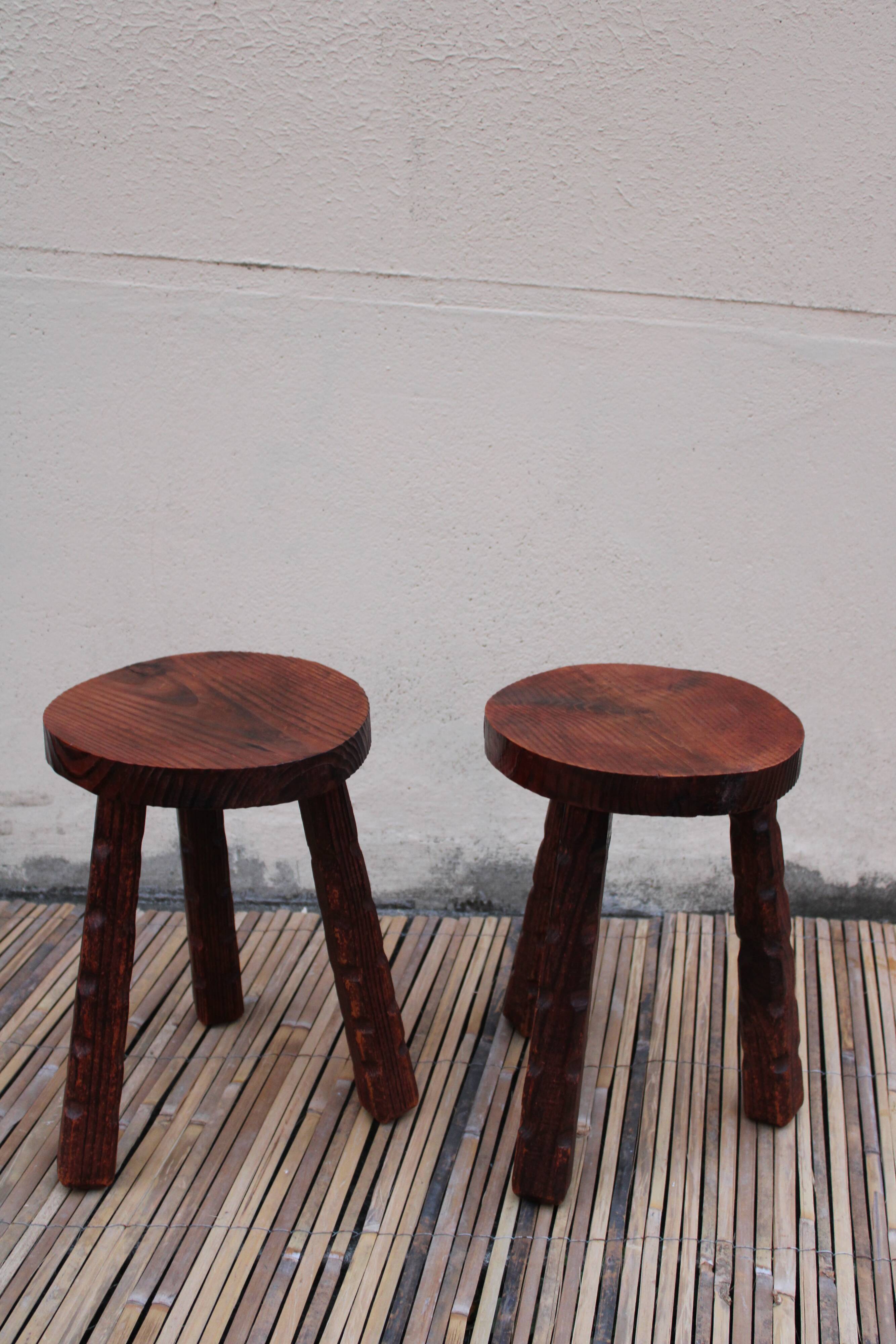 Pair of brutalist stools