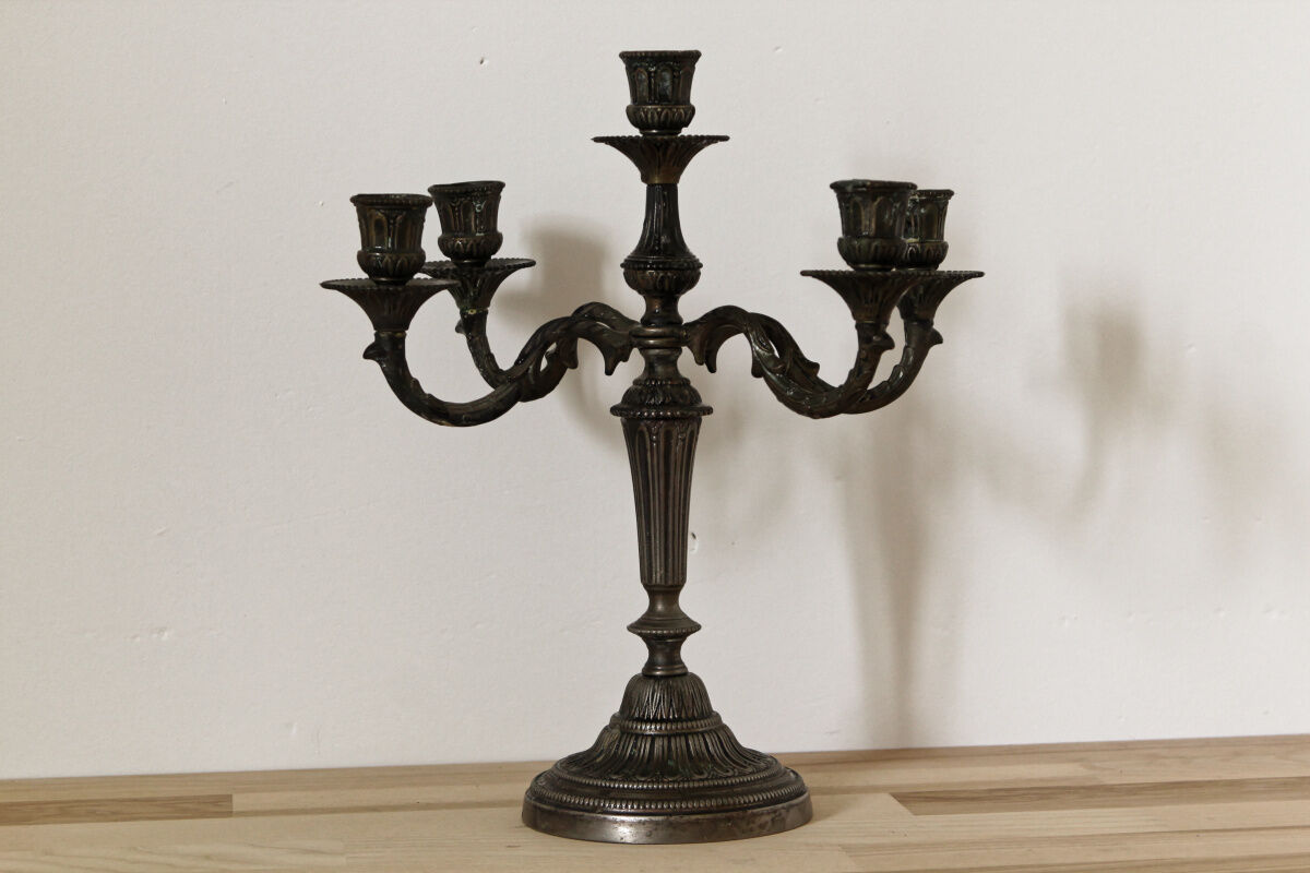 5-burner candlestick in silver bronze