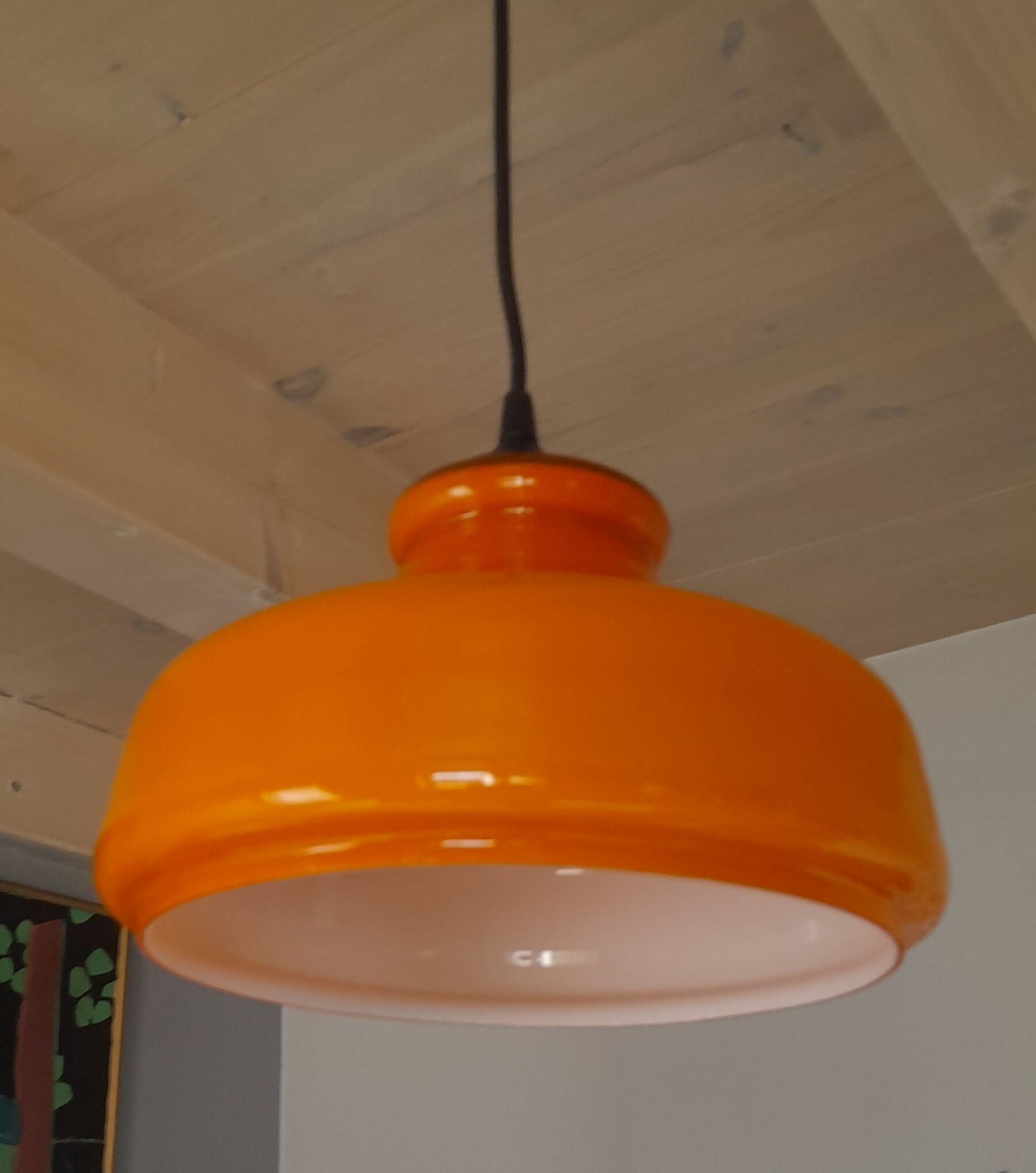 Suspension in orange opaline 70s